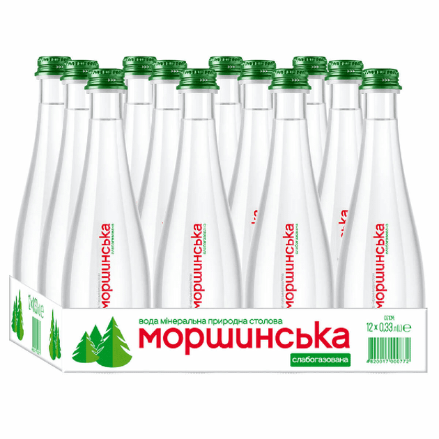 Упаковка мінеральної природної столової слабогазованої води "Моршинська" Преміум 0,33 л х 12 пляшок - Фото 3 Упаковка мінеральної природної столової слабогазованої води "Моршинська" Преміум 0,33 л х 12 пляшок - зображення 3