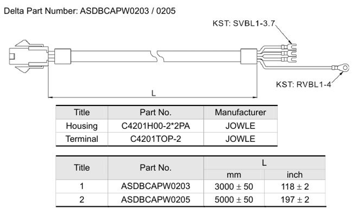 Кабель для сервопривода DELTA ELECTRONICS ASDBCAPW0203 – фото, отзывы ...