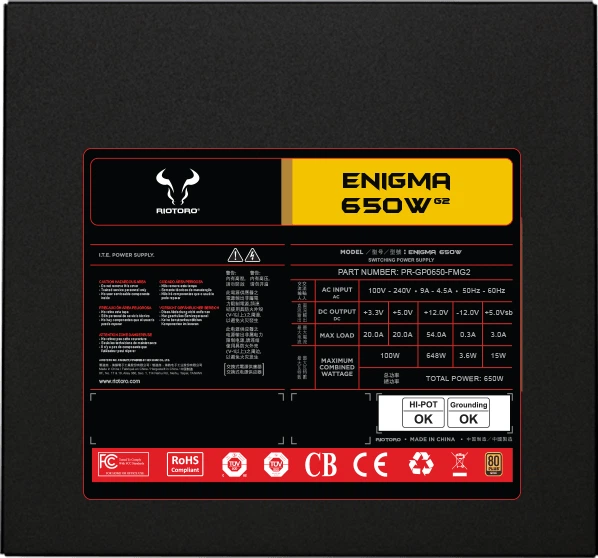 Блок питания Riotoro Enigma G2 650 (PR-GP0650-FMG2) - Фото 4 Блок питания Riotoro Enigma G2 650 (PR-GP0650-FMG2) - изображение 4