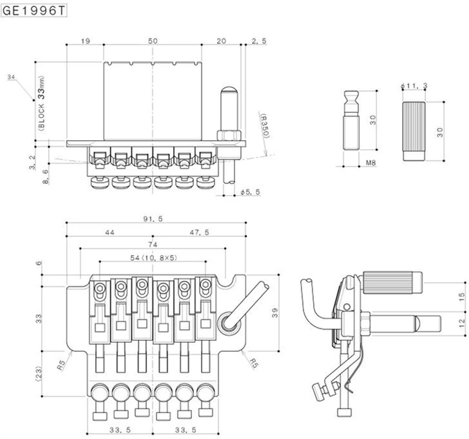 Тремоло Gotoh GE1996T 33 Black (GE1996T (33) B) - изображение 5