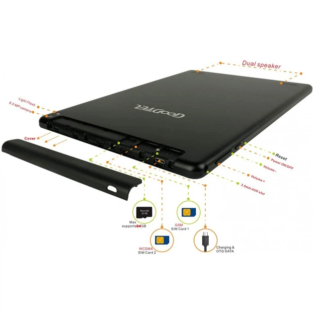 GOODTEL G2 10.1 IPS Android 9.0 QuadCore 4 / 64Gb 8000mAh Wi-Fi Black - зображення 4