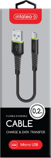 Кабель Intaleo CBFLEXM0 USB-A to Micro-USB 28W 0.2 м Black (1283126487422) - Фото 2 Кабель Intaleo CBFLEXM0 USB-A to Micro-USB 28W 0.2 м Black (1283126487422) - изображение 2