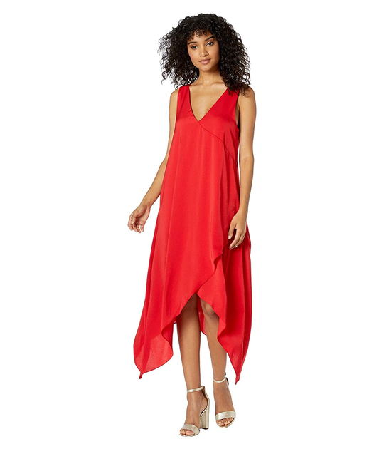 BCBG Max Azria Handkerchief Hem Dress Jewel Red