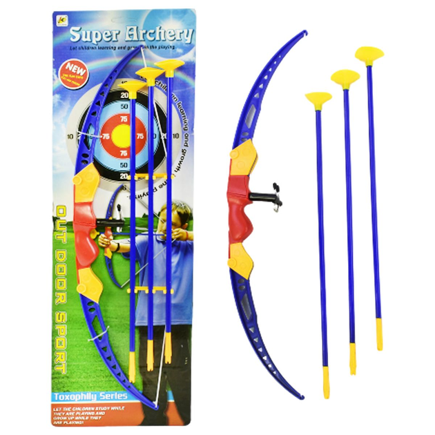 Детский игрушечный лук M 0009 спортивная игра, лук, 3 стрелы на присосках, колчан