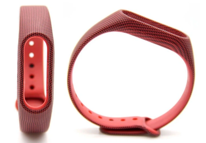 Силиконовый ремешок Primo для фитнес браслета Xiaomi Mi Band 2 Red Gravel Primo малиновый|черный - изображение 2