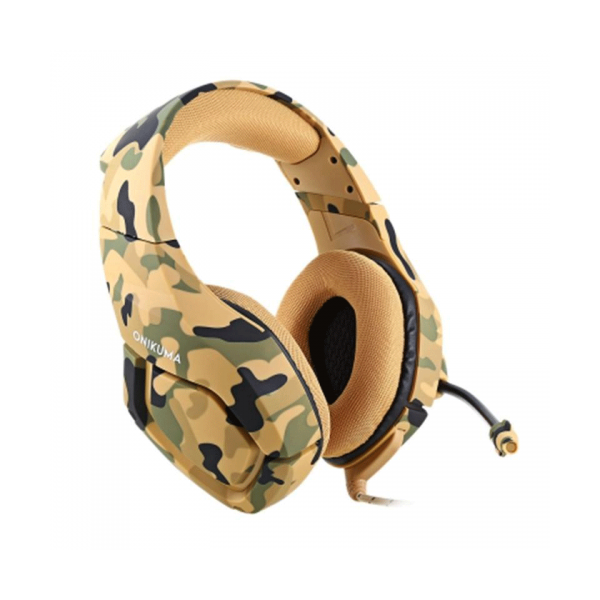 Игровые наушники для геймеров Onikuma K1-B с гибким микрофоном и пультом ДУ Желтый камуфляж - изображение 5