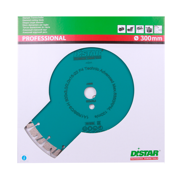 Круг алмазный отрезной Distar 1A1RSS/C3-H 300x3,0/2,0x15x25,4-(11,5)-22 Technic Advanced (14320347022) - изображение 4