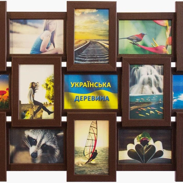 Дерев'яна мультирамка на 18 фото Історія 18, шоколад (венге) - зображення 2