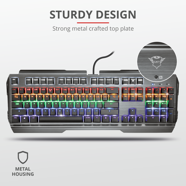 Клавиатура проводная Trust GXT 877 Scarr Mechanical Cherry MX Red Linear USB (TR22511) - Фото 9 Клавиатура проводная Trust GXT 877 Scarr Mechanical Cherry MX Red Linear USB (TR22511) - изображение 9