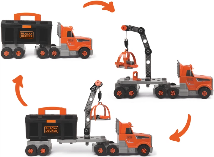 Zestaw do gry Smoby Toys Black+Decker Truck z narzędziami, walizką, dźwigiem i akcesoriami (360175) - obraz 3