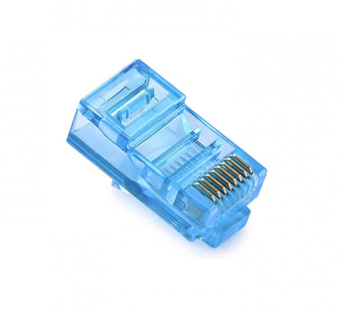 Коннектор RJ45 8P8C Yugtorg UTP Cat-5 Blue латунь 100 шт (05355) – фото ...