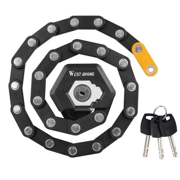 Замок велосипедный West Biking 0705045 3 ключа на раму надежный 0,85 m - изображение 5