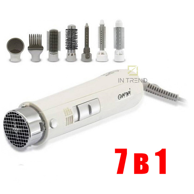 Стайлер для волосся 8 в 1 Gemei Styler GM-4832 Білий щітка з насадками 3 режими 1000Вт - зображення 2