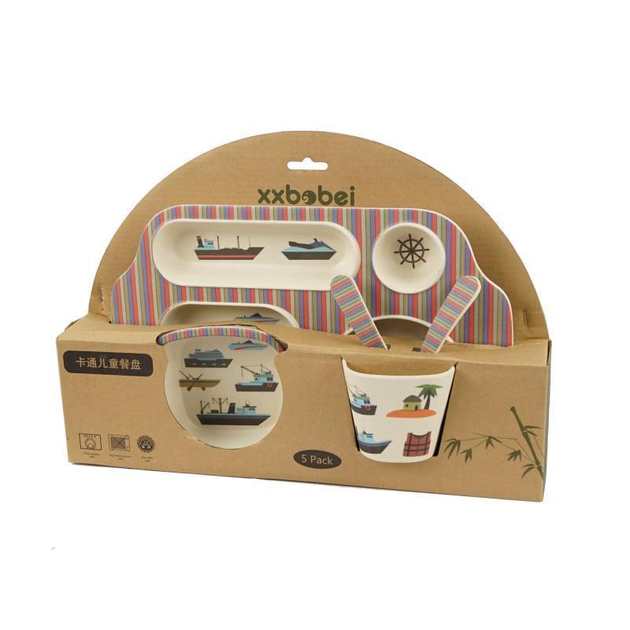 Детская посуда из бамбука Bamboo Корабли 5 предметов (ST-2197) – низкие ...