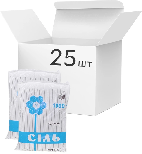 Упаковка соли поваренной Артемсоль Экстра 1 кг х 25 шт (4820002270357) - Фото 1 Упаковка соли поваренной Артемсоль Экстра 1 кг х 25 шт (4820002270357) - изображение 1