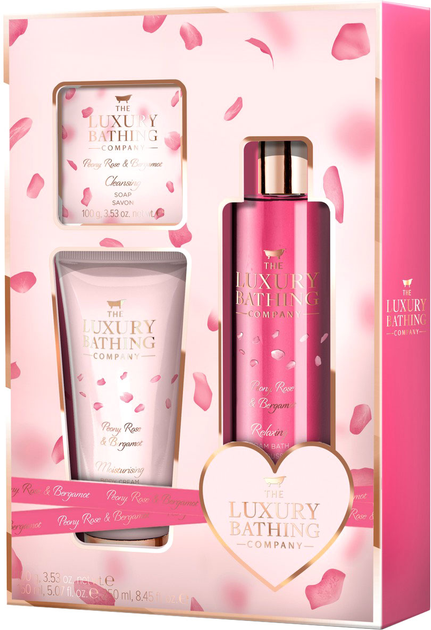 Набор женский Grace Cole Peony, Rose & Bergamot Pretty in Pink (пена для ванной 250 мл + крем для тела 150 мл + мыло 100 г) (5055443667049) - изображение 1