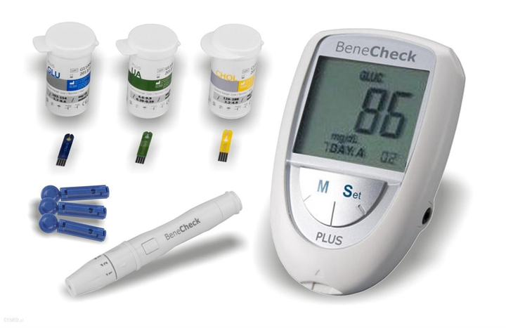 Пристрій 3 до 1 BeneCheck Plus для вимірювання рівня глюкози холестерину сечової кислоти в крові (mpm_00448) - зображення 2