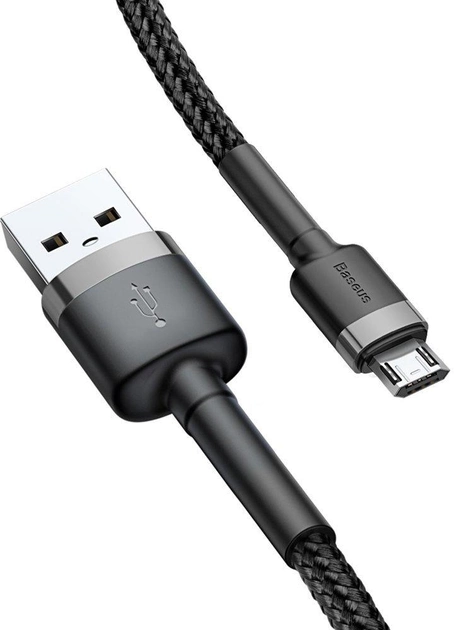 Кабель Baseus Cafule Cable USB for Micro 2.4A 1 м Gray/Black (CAMKLF-BG1) - зображення 2