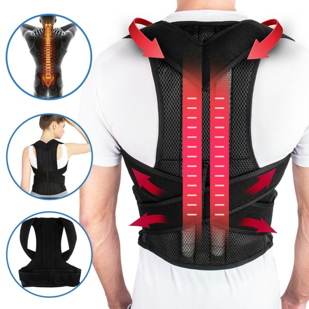 Грудопоясничный корсет корректор правильной осанки Back Pain Need Help Черный для ровной спины от сутулости - изображение 1