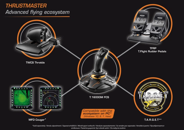 Джойстик Thrustmaster T.16000M FC Flight Pack Black/Orange (2960782) - зображення 4