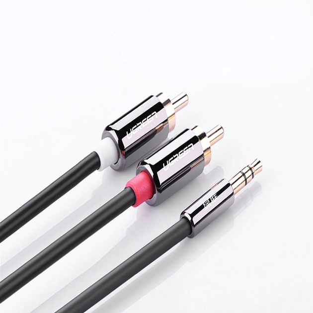 Інсертний кабель Ugreen AV116 3.5 мм to 2RCA Audio Cable 1 м Black (904019671/10749) - зображення 4