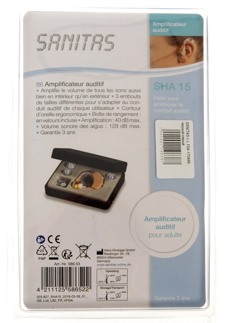 Підсилювач слуху, слуховий апарат Sanitas SHA 15 SANITAS чорний-сірий F04-170469 - зображення 2
