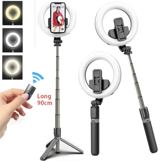 Штатив монопод (тренога) Bluetooth Selfie Stick L07 с кольцевой лампой 16см для телефона - Фото 4 Штатив монопод (тренога) Bluetooth Selfie Stick L07 с кольцевой лампой 16см для телефона - изображение 4