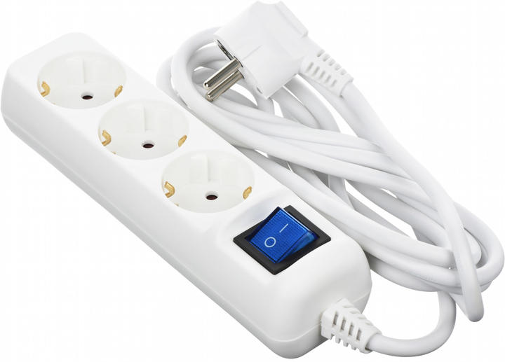 Сетевой фильтр 2E 3 розетки с выключателем 3 м White (2E-U03ESM3W ...