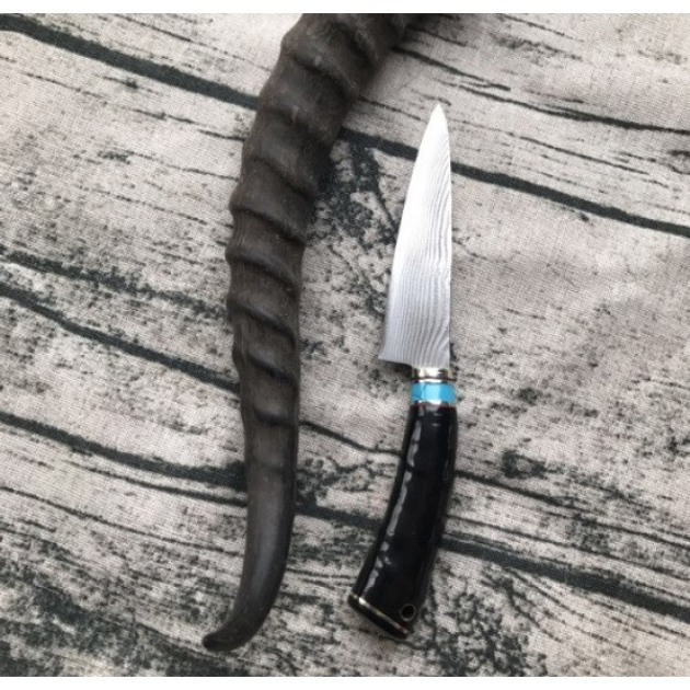 Нож коллекционный для охоты, рыбалки Дамаск XCD188 + Кожаный чехол - изображение 2