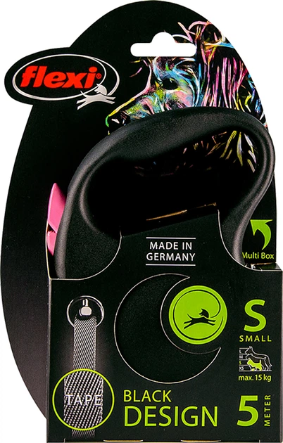 Smycz automatyczna FLEXI Black Design S 5m różowa (4000498033913) - obraz 2