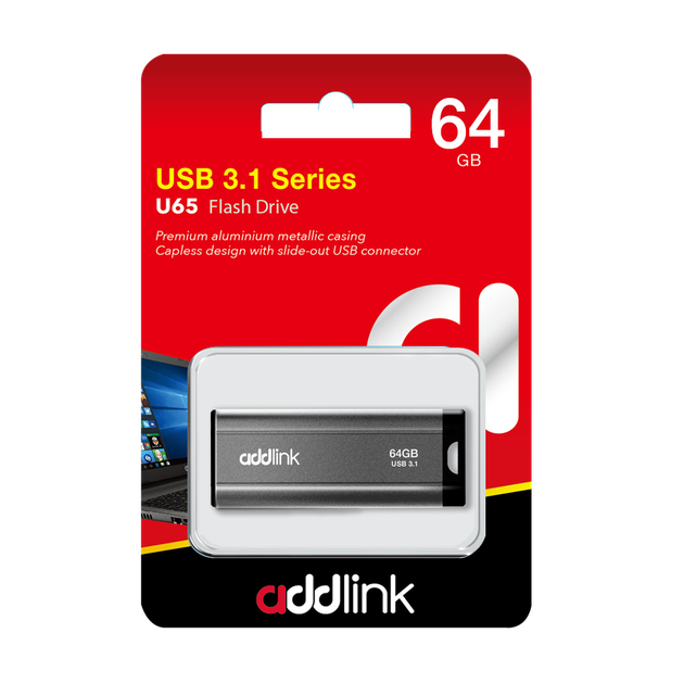 Накопитель USB AddLink U65 64GB USB Flash Drive (USB3.1 Gray) ad64GBU65G3 - Фото 3 Накопитель USB AddLink U65 64GB USB Flash Drive (USB3.1 Gray) ad64GBU65G3 - изображение 3