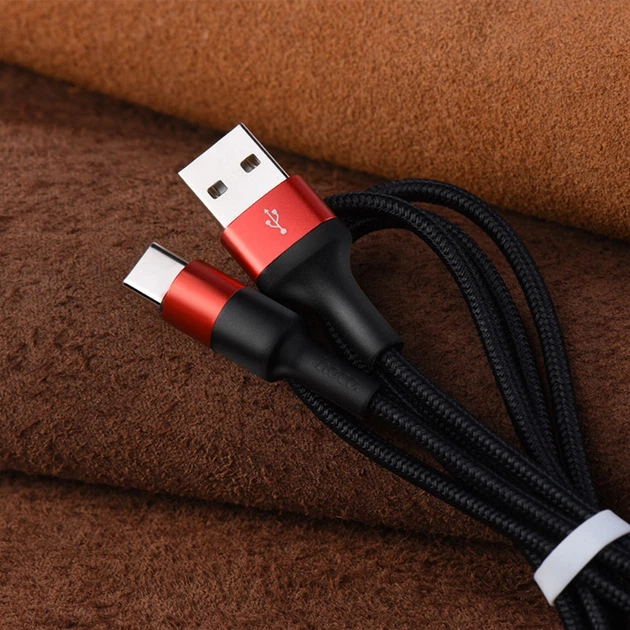 Кабель Hoco X26 USB to Type-C 1m черно-красный - Фото 2 Кабель Hoco X26 USB to Type-C 1m черно-красный - изображение 2