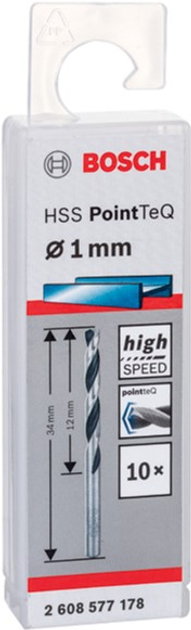 Набір свердел Bosch HSS PointTeQ 1 мм 10 шт. (2608577178) - зображення 1