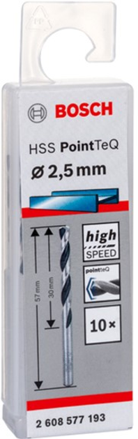 Набір свердел Bosch HSS PointTeQ 2.5 мм 10 шт. (2608577193) - зображення 1