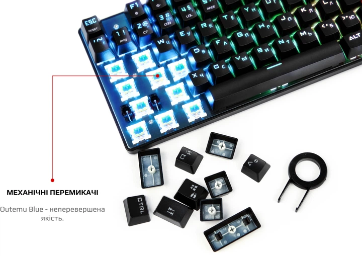 Клавиатура проводная Motospeed CK104 USB Outemu Blue, RGB ENG, UKR, RUS Silver (mtck104cmb) - Фото 4 Клавиатура проводная Motospeed CK104 USB Outemu Blue, RGB ENG, UKR, RUS Silver (mtck104cmb) - изображение 4