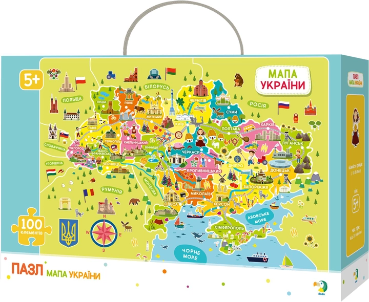 Пазл DoDo Мапа України українською мовою 100 елементів (300109) (4820198240080) - зображення 1