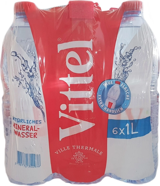 Акція на Упаковка мінеральної негазованої води Vittel 1 л х 6 пляшок від Rozetka