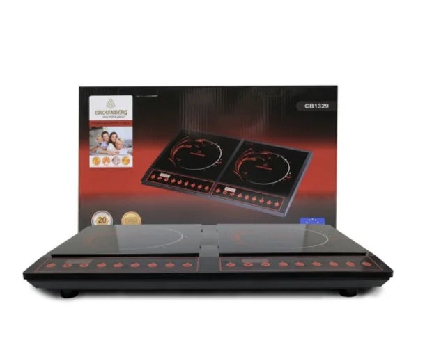 Настольная электроплита индукционная на две конфорки 2000W+2000W Crownberg CB-1329 Черная - изображение 2