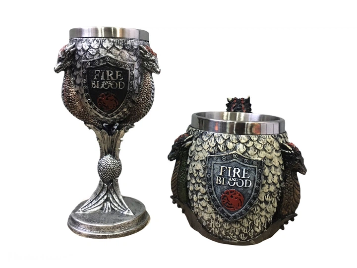 Подарочный набор кружка и чашка Готика 3D Игра Престолов Game Of Thrones Fire And Blood Дом Таргариен 400/200 мл - изображение 3