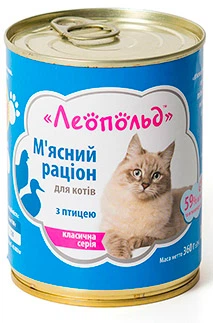 Упаковка вологого корму для котів Леопольд М'ясний раціон із птицею 360 г х 8 шт. (4820185490429-8) - Фото 2 Упаковка вологого корму для котів Леопольд М'ясний раціон із птицею 360 г х 8 шт. (4820185490429-8) - зображення 2