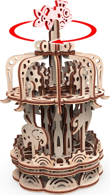 Puzzle 3D Mr. Playwood Mechaniczny Karuzela S Drewniany 88 elementów (10030) (4820204380229) - obraz 2