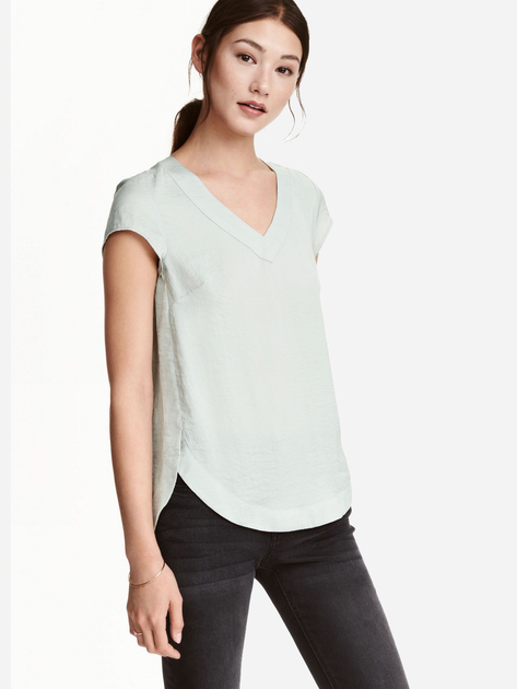 Блузка женская H&M 0389542 32 Серая с голубым (2000000880419) 