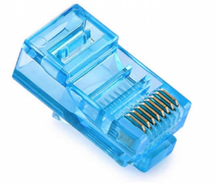 Конектор Merlion RJ-45 8P8C UTP Cat-5 (100 шт/уп.) Blue в тубі 05358 - Фото 1 Конектор Merlion RJ-45 8P8C UTP Cat-5 (100 шт/уп.) Blue в тубі 05358 - зображення 1