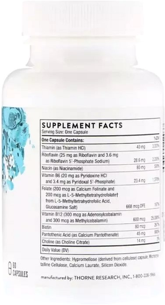 Витамины Thorne Research В-Комплекс №12, B-Complex #12, 60 капсул ...