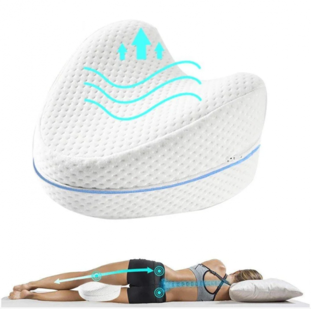 Подушка для ног LEG PILLOW Ортопедическая с эффектом памяти для позвоночника, коленей и снижения нагрузки на суставы Гипоаллергенна Белый - изображение 9