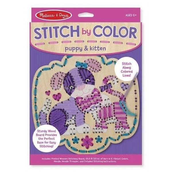 Вышивка по дереву Котенок и щенок Melissa & Doug - Фото 1 Вышивка по дереву Котенок и щенок Melissa & Doug - изображение 1