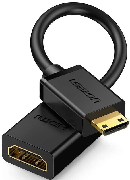 Adapter Ugreen mini HDMI Male to HDMI Female Adapter Cable 22 cm Black (6957303821372) - obraz 2