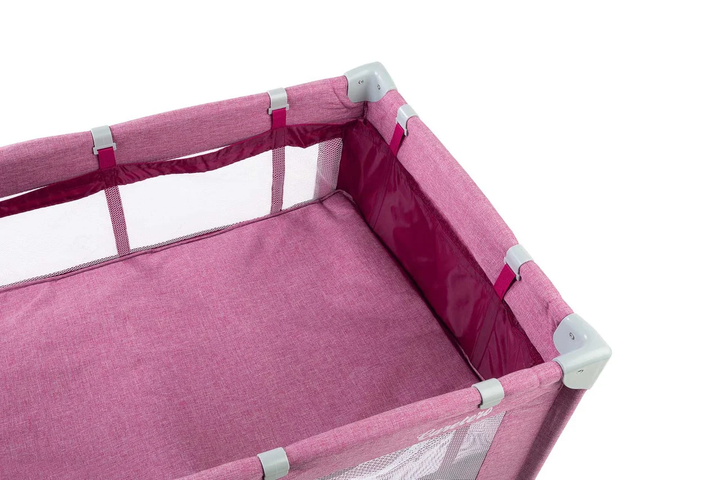 Манеж-ліжечко 2 в 1 Caretero Basic Plus з колесами і матрацом + сумка для транспортування Рожевий - зображення 6