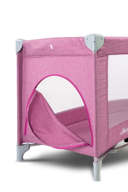 Манеж-ліжечко 2 в 1 Caretero Basic Plus з колесами і матрацом + сумка для транспортування Рожевий - зображення 7