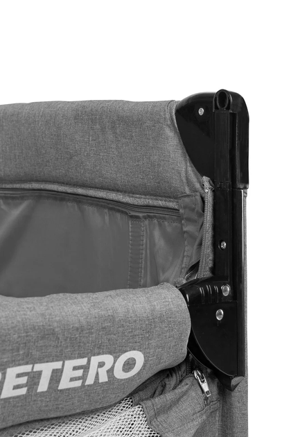Манеж-кроватка 2 в 1 Caretero Esti Graphite с колесами и матрасом + сумка для переноски - изображение 9